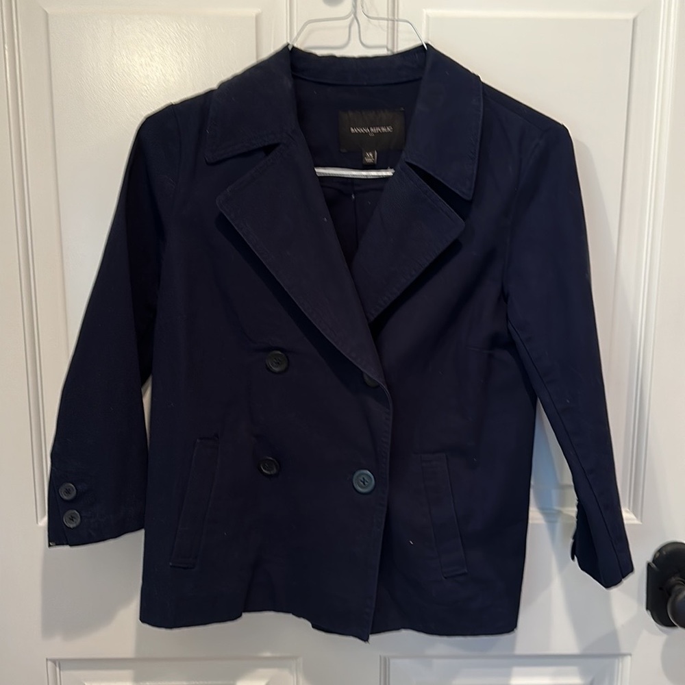 Banana Republic Navy Short Cotton Peacoat Jacket